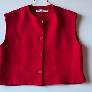 Zara Bold Red Buttoned Vest